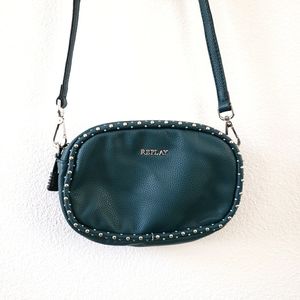 Replay forest green leather crossbody